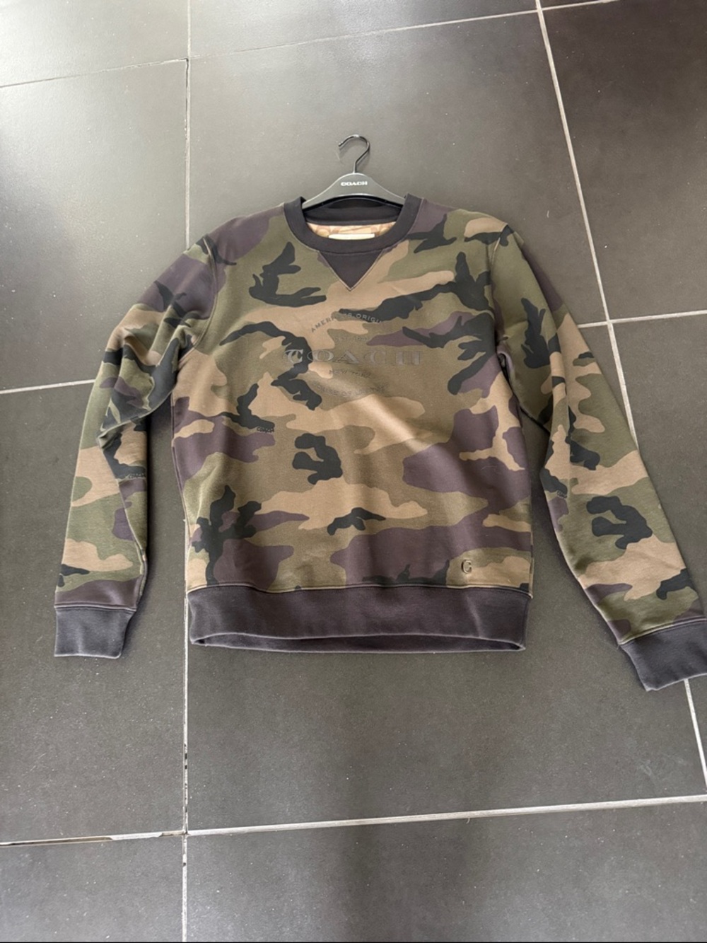 Coach Men's Camouflage Crewneck Sweatshirt - Green, Brown, Black NWT